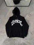 Üç İplik Kapşonlu Baskılı Oversize SweatShirt- Siyah-1