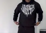 Uzun Kol Kapşonlu Baskılı SweatShirt - Siyah-1