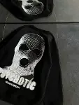 Kışlık Bisiklet Yaka Baskılı SweatShirt - Siyah-3