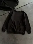 Kışlık Bisiklet Yaka Üç İplik Basic SweatShirt - Siyah-4