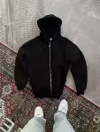 Oversize Tam Fermuarlı Uzun Kol Hırka - Siyah-2