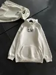 Üç İplik Penye Uzun Kol Kapşonlu Baskılı SweatShirt - Beyaz-2