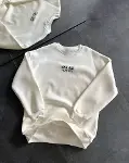 Bisiklet Yaka Üç İplik Baskılı Oversize SweatShirt - Beyaz-2