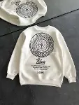 Kışlık Bisiklet Yaka Ön Ve Arka Baskılı SweatShirt - Beyaz-2