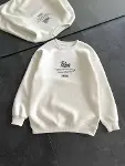 Kışlık Bisiklet Yaka Ön Ve Arka Baskılı SweatShirt - Beyaz-1