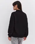 Oversize Yarım Farmuarlı Yakalı Basic SweatShirt - Siyah-4