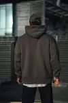 Üç İplik Penye Kapşonlu Basic SweatShirt - Antrasit-2