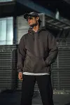 Üç İplik Penye Kapşonlu Basic SweatShirt - Antrasit-3