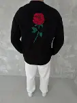 Unisex Bisiklet Yaka Ön Ve Arka Baskılı SweatShirt - Siyah-2
