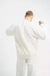 Unisex Uzun Kol Bisiklet Yaka Yıkamalı SweatShirt - Beyaz-2