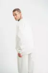 Unisex Uzun Kol Bisiklet Yaka Yıkamalı SweatShirt - Beyaz-3