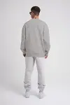 Unisex Biskilet Yaka Üç İplik SweatShirt - Gri-3