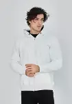 Unisex Tam Fermuarlı Kapşonlu&nbsp; SweatShirt - Beyaz-1