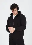 Unisex Tam Fermuarlı Kapşonlu&nbsp; SweatShirt - Siyah-1