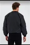 Unisex Uzun Kol Baskılı Bomber Ceket - Siyah-2
