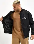 Unisex Uzun Kol Baskılı Bomber Ceket - Siyah-3