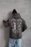 Erkek 98 Baskılı Kapşonlu Sweat - Gri-1