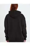 Baskılı Kapüşonlu Sweatshirt - Siyah-3