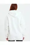 Baskılı Kapüşonlu Sweatshirt - Beyaz-4