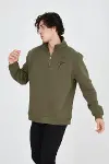 Erkek Yarım Fermuarlı Baskılı Sweat - Yeşil-2