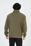 Erkek Yarım Fermuarlı Baskılı Sweat - Yeşil-3
