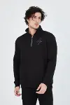 Erkek Yarım Fermuarlı Baskılı Sweat - Siyah-2