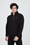 Erkek Yarım Fermuarlı Baskılı Sweat - Siyah-3