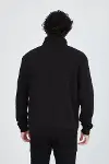 Erkek Yarım Fermuarlı Baskılı Sweat - Siyah-4