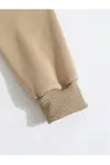 Erkek Düz Kapüşonlu Sweat - Bej-3