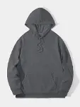 Erkek Düz Kapüşonlu Sweat - Füme-2