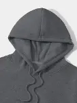 Erkek Düz Kapüşonlu Sweat - Füme-3