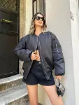 Düz Bomber Ceket - Siyah-3