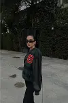 Pötikare Desen Nakışlı Kolej Ceket - Haki-2
