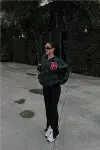 Pötikare Desen Nakışlı Kolej Ceket - Haki-1