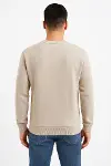 Erkek Üç İplik Düz Bisiklet Yaka SweatShirt - Bej-3