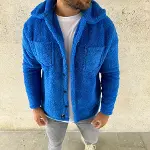 Erkek Pelüş Polar Hırka Gömlek – Yakalı, İlik Düğmeli, Göğüs Cepli, Yumuşak Dokulu Kışlık Regular Fit Rahat Günlük Model - Saks Mavisi-2