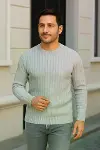 Erkek Fitilli Triko Kazak 3’lü Set – Beyaz, Gri, SiyahKalın Dokuma Pamuklu Regular Fit Bisiklet Yaka Uzun Kollu Kışlık Ve Baharlık Rahat Triko Kombini-2