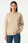 Üç İplik Düz Bisiklet Yaka SweatShirt - Bej-2