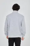 Erkek Yarım Fermuarlı Baskılı Sweat - Gri-2