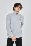 Erkek Yarım Fermuarlı Baskılı Sweat - Gri-3