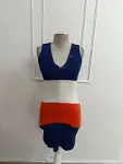Kadın Askılı V Yakalı Düğmeli çok Renkli Triko Elbise-4