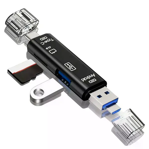 5 in 1 Çok Fonksiyonlu USB 2.0 Micro Sd Kart Okuyucu - Usb/micro Usb/type-C Çıkışlı, Otg Çevirici (4745)