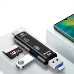 5 in 1 Çok Fonksiyonlu USB 2.0 Micro Sd Kart Okuyucu - Usb/micro Usb/type-C Çıkışlı, Otg Çevirici (4745)-2