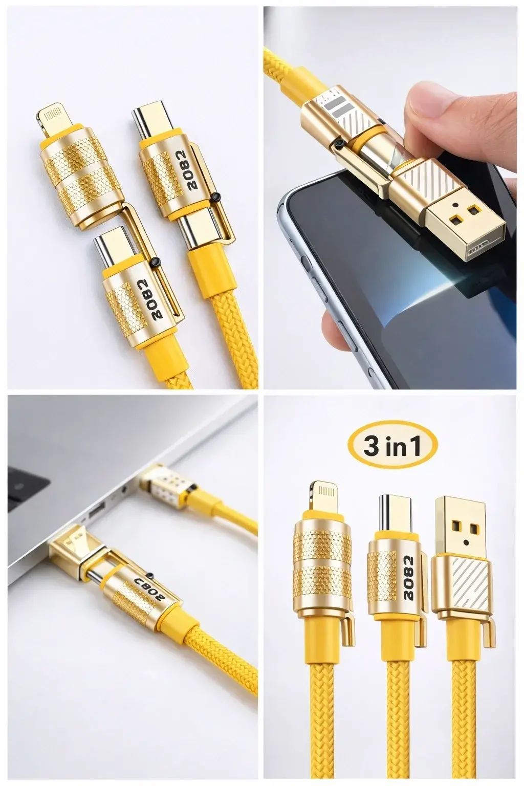 4in1 Hızlı Şarj Ve Data Kablosu Type-c / Lightning / Micro Usb PL-8631 (4745)