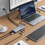 8in1 Type-C Çoklayıcı Hub HDMI 4K USB 3.0 SD TF Kart RJ45 Ethernet Dönüştürücü Adaptör (4745)-2
