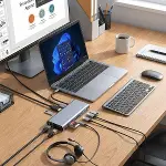 8in1 Type-C Çoklayıcı Hub HDMI 4K USB 3.0 SD TF Kart RJ45 Ethernet Dönüştürücü Adaptör (4745)-3