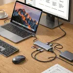 8in1 Type-C Çoklayıcı Hub HDMI 4K USB 3.0 SD TF Kart RJ45 Ethernet Dönüştürücü Adaptör (4745)-5