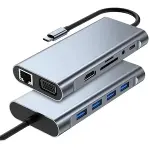 8in1 Type-C Çoklayıcı Hub HDMI 4K USB 3.0 SD TF Kart RJ45 Ethernet Dönüştürücü Adaptör (4745)-1