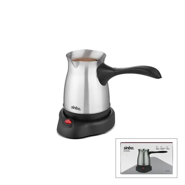 ÇELİK ELEKTRİKLİ CEZVE TÜRK KAHVE MAKİNESİ - 6FİNCAN=500ML 360° KABLOSUZ KULLANIM KATLANIR KULP 600W SCM-9039 (4745)