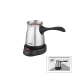 ÇELİK ELEKTRİKLİ CEZVE TÜRK KAHVE MAKİNESİ - 6FİNCAN=500ML 360° KABLOSUZ KULLANIM KATLANIR KULP 600W SCM-9039 (4745)-1
